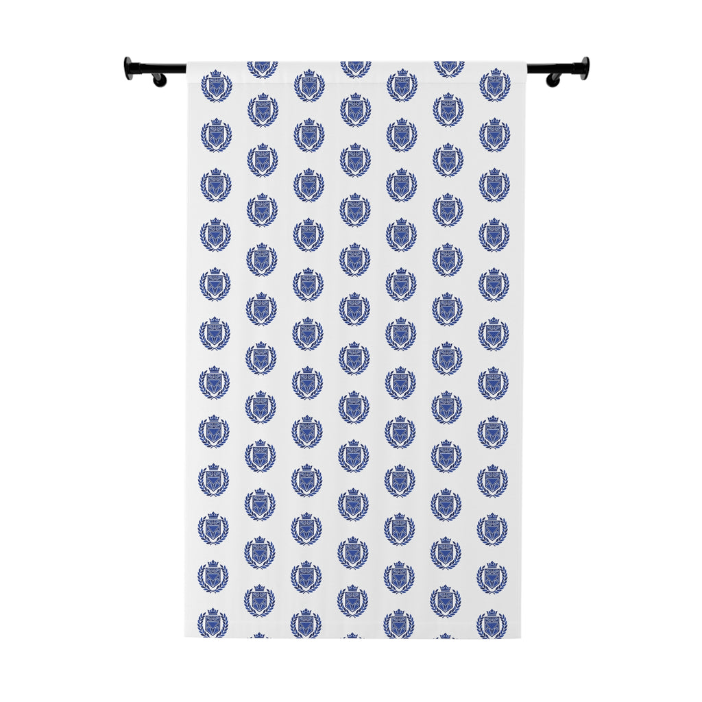 Blue Nautical Anchor Pattern Window Curtain — Coastal Ocean-Themed Drapery (Single Panel)