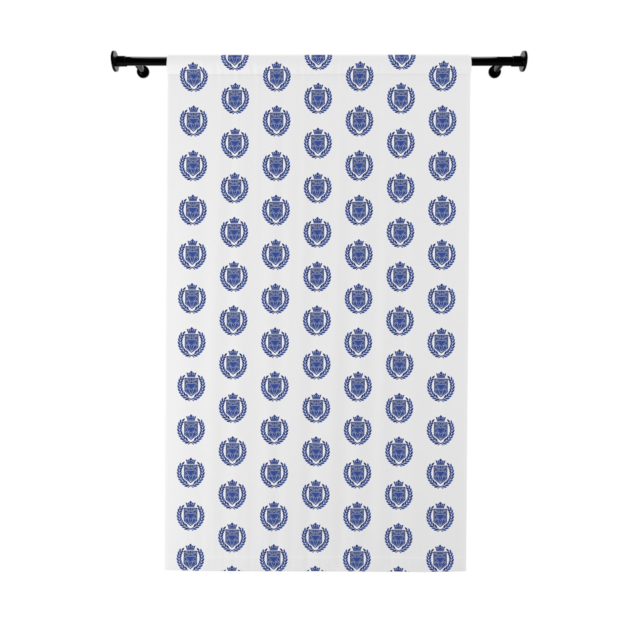 Blue Nautical Anchor Pattern Window Curtain — Coastal Ocean-Themed Drapery (Single Panel)