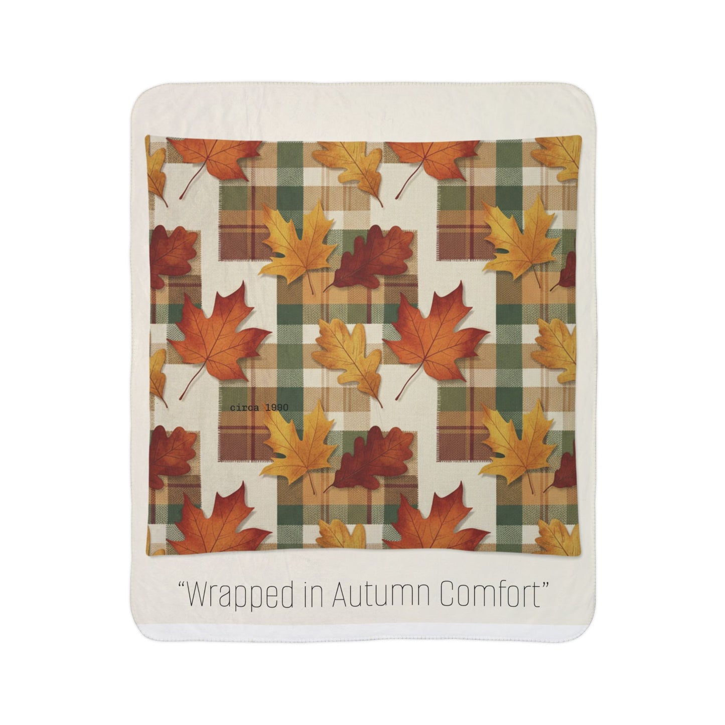 Autumn Plaid Sherpa Blanket — Cozy Fall Leaves Throw for Home & Gifting