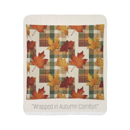 Autumn Plaid Sherpa Blanket — Cozy Fall Leaves Throw for Home & Gifting