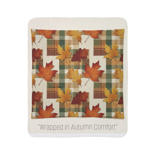 Autumn Plaid Sherpa Blanket — Cozy Fall Leaves Throw for Home & Gifting Merit Sell