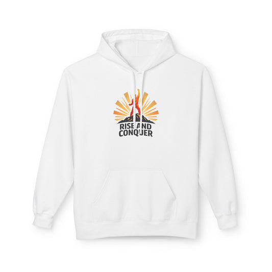 Rise and Conquer Hoodie - Motivational Sunrise Adventure Pullover Merit Sell