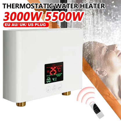 110V/220V Instant Water Heater 3000W/5500W Wall-Mounted Electric Heaters for Bathroom Hot Water Shower and Home Kitchen Heating - Merit Sell