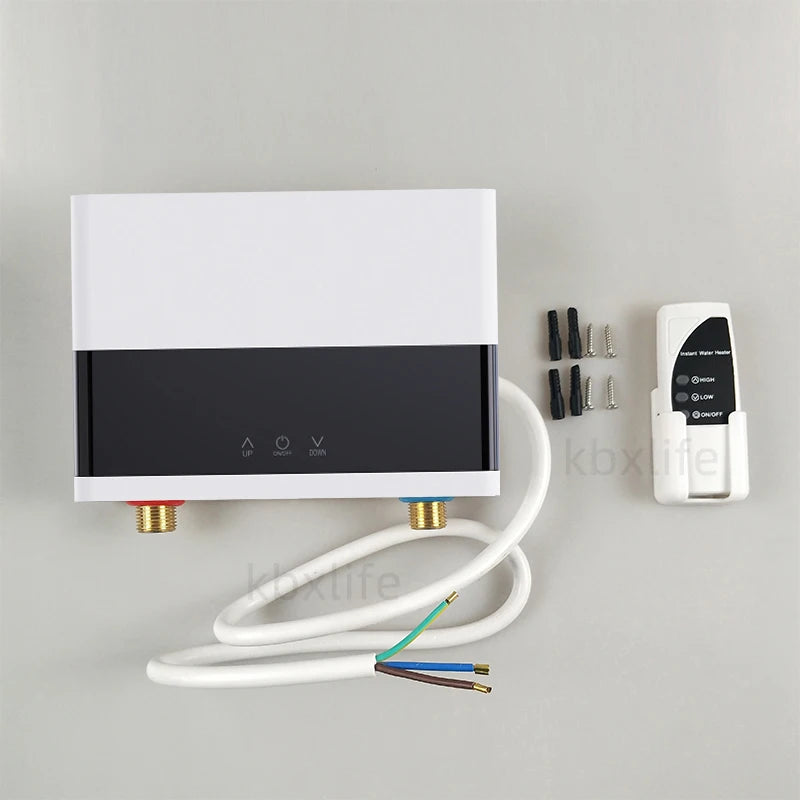 110V/220V Instant Water Heater Bathroom Kitchen Wall Mounted Electric Water Heater with Remote Control LCD Temperature Display - Merit Sell