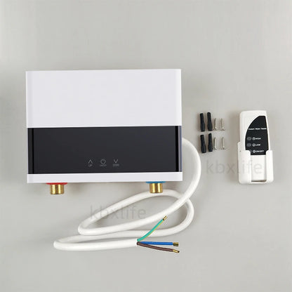 110V/220V Instant Water Heater Bathroom Kitchen Wall Mounted Electric Water Heater with Remote Control LCD Temperature Display - Merit Sell