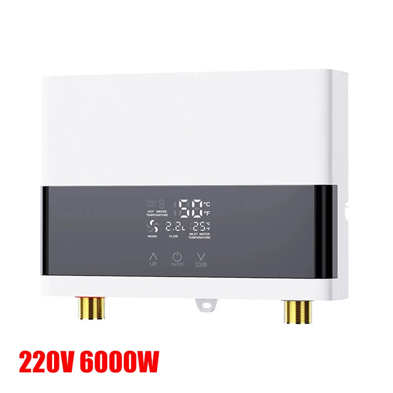 110V/220V Instant Water Heater Bathroom Kitchen Wall Mounted Electric Water Heater with Remote Control LCD Temperature Display - Merit Sell