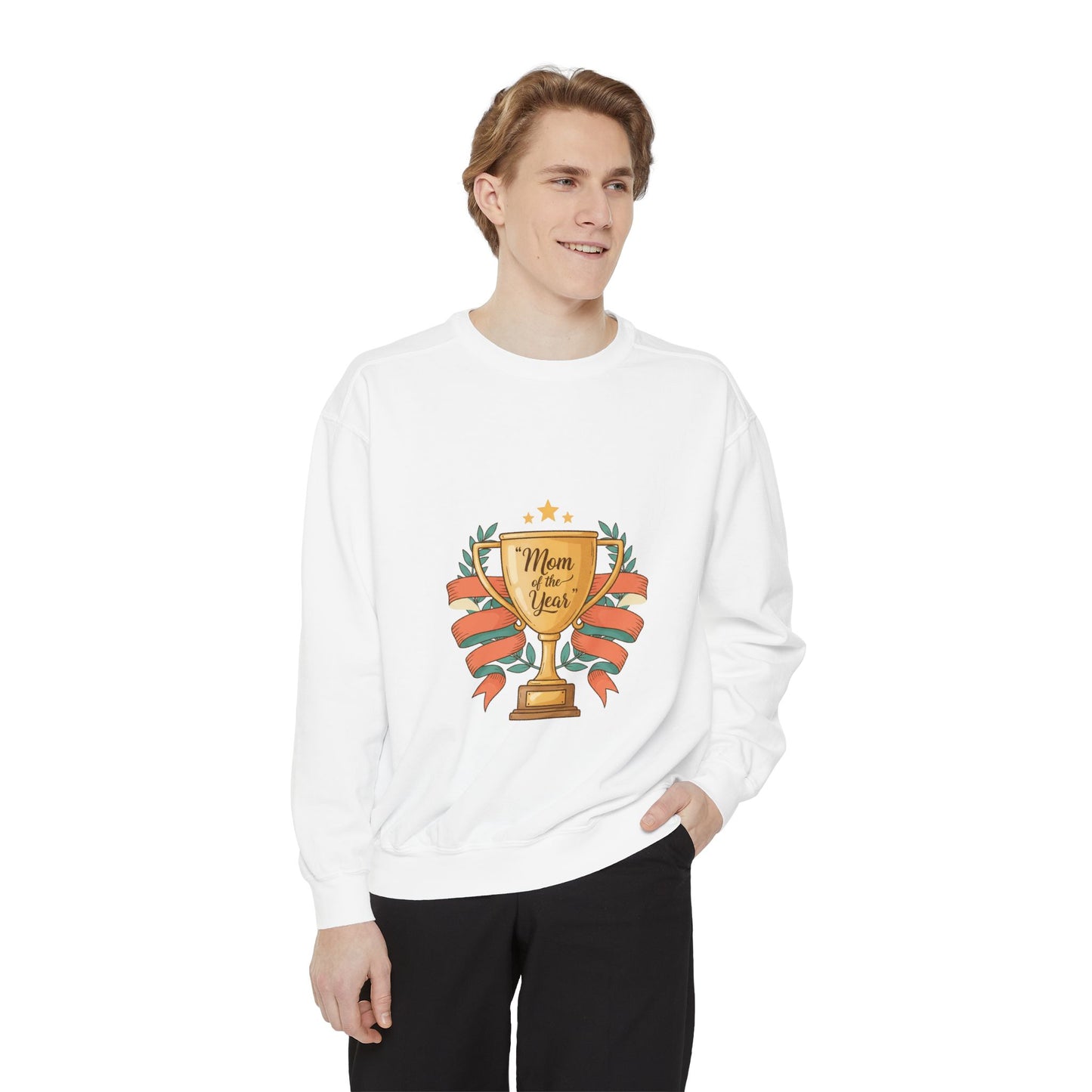 Sweatshirt — "Mom of the Year" Trophy Graphic Crewneck