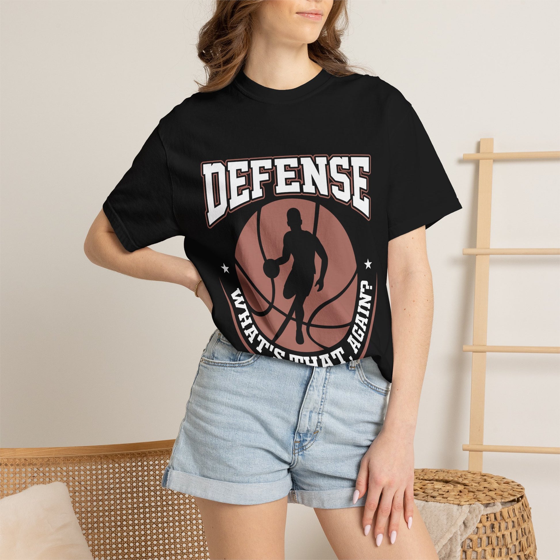 Basketball T-Shirt — "Defense: What's That, Again?" Vintage-Style Athletic Tee - Merit Sell