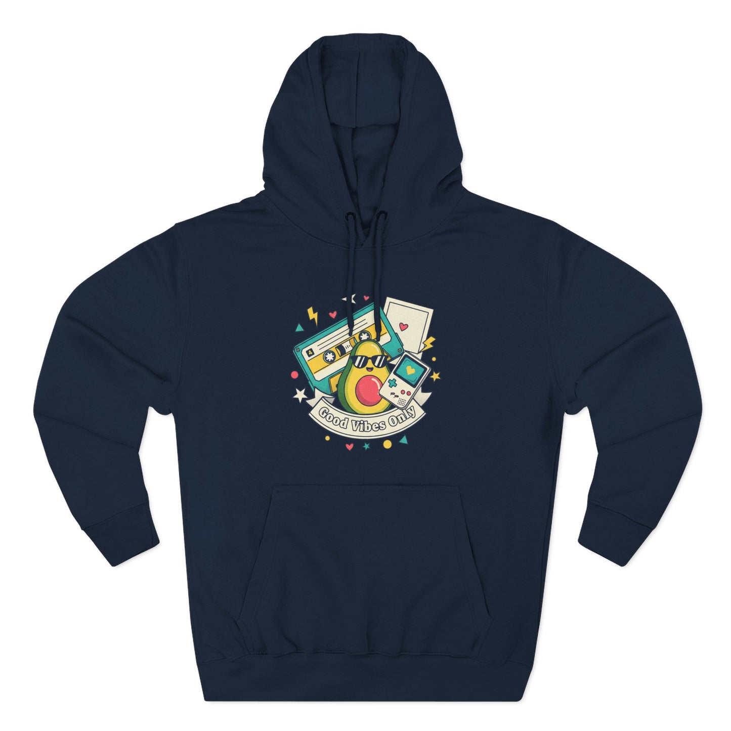 Good Vibes Only Hoodie — Retro Cassette Graphic Fleece Hoodie