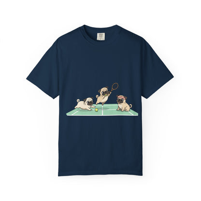 Pug Tennis T-Shirt — Cute Pugs Playing Tennis Graphic Tee
