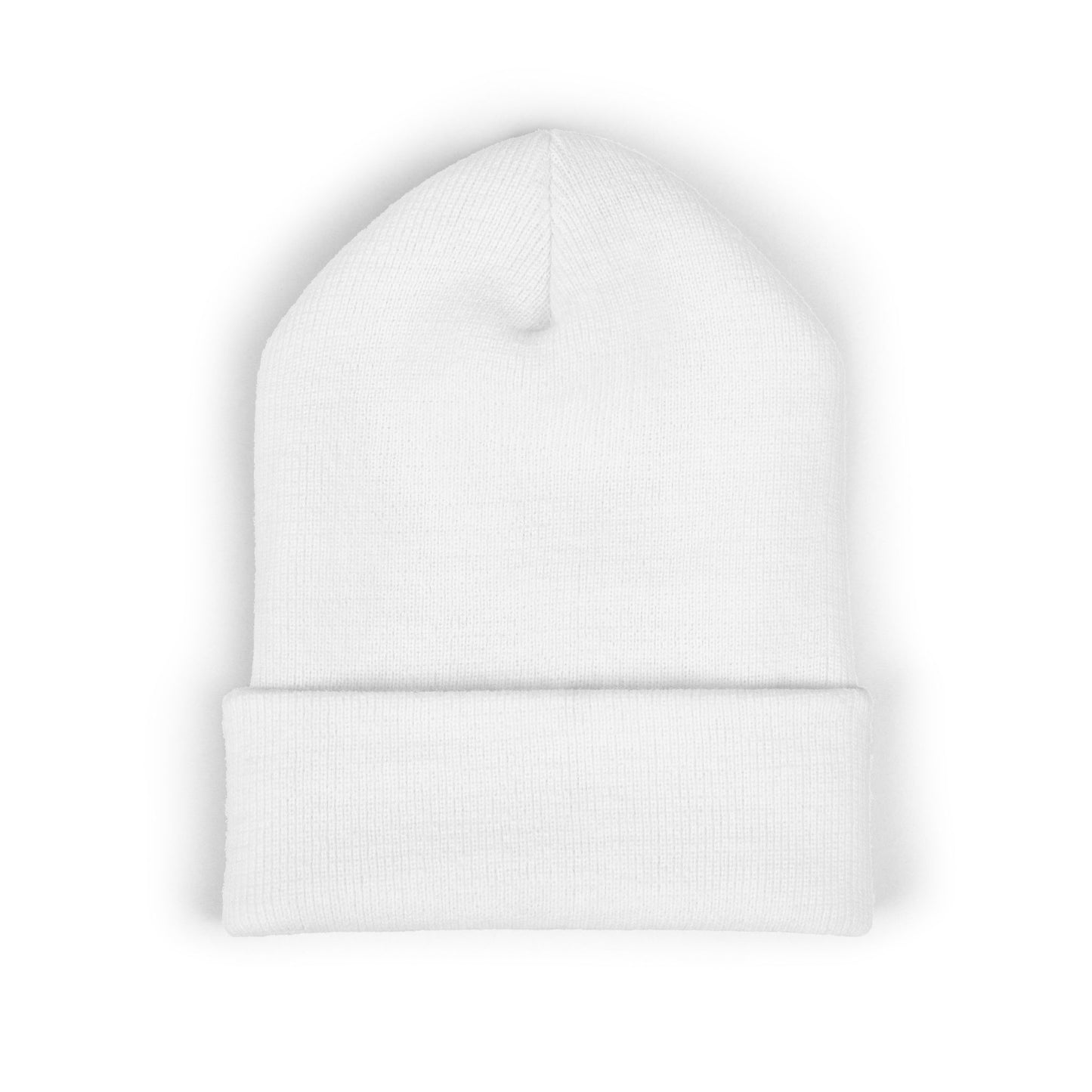 Classic Cuffed Beanie — Embroidered 'Never Stop' Blue Patch Winter Hat