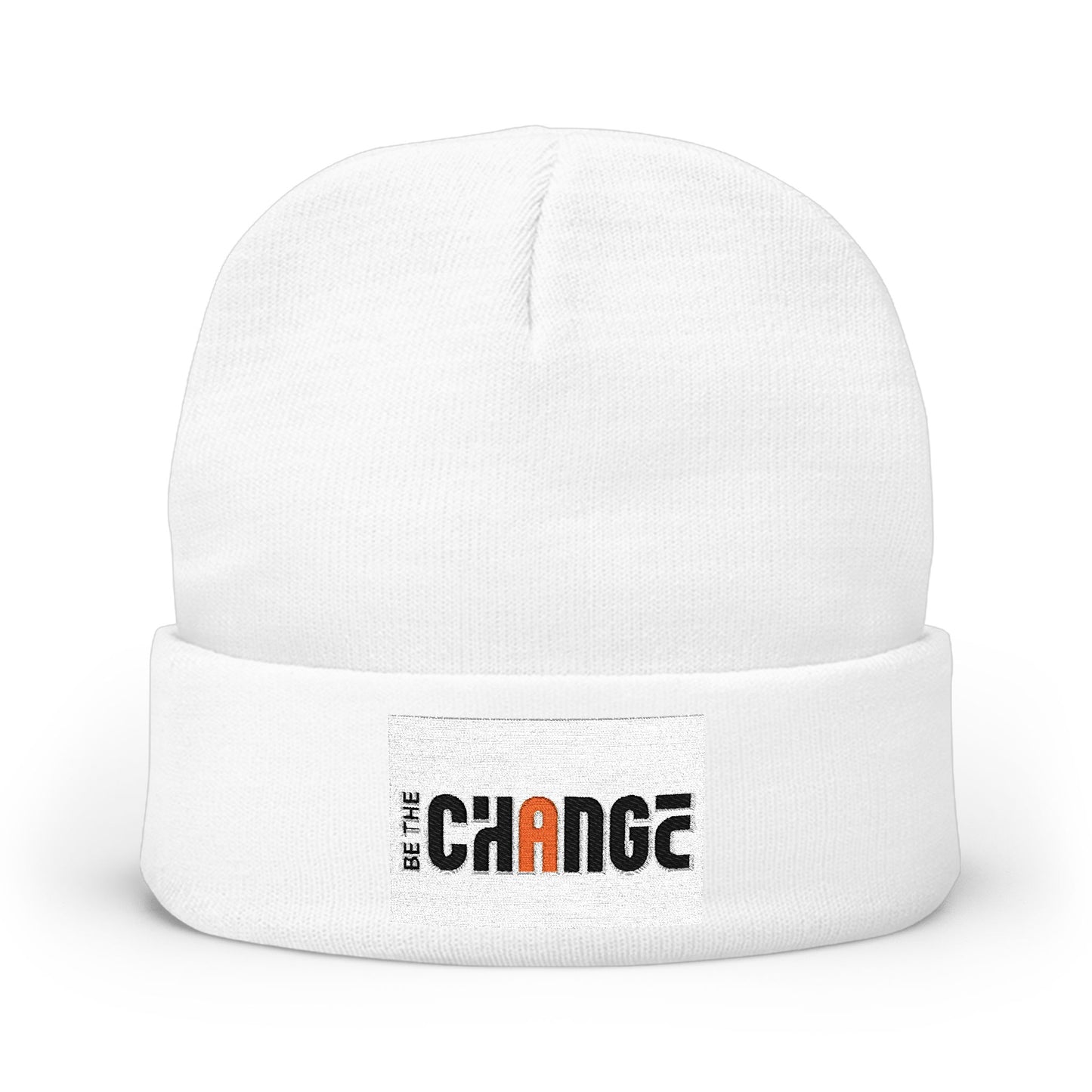 Embroidered 'Change' Knit Beanie — Minimalist Activist Winter Hat