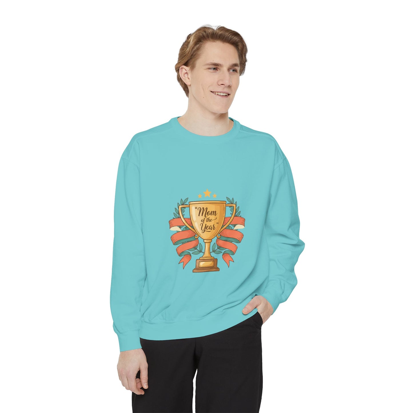 Sweatshirt — "Mom of the Year" Trophy Graphic Crewneck