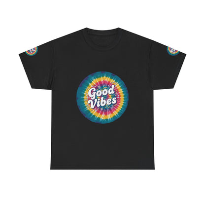Good Vibes Tie-Dye Tee — Retro Rainbow Graphic T-Shirt