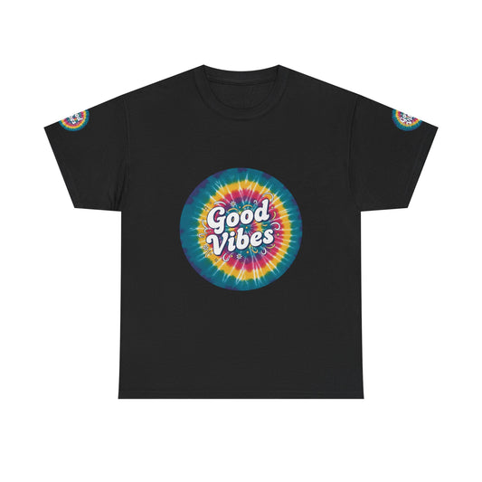 Good Vibes Tie-Dye Tee — Retro Rainbow Graphic T-Shirt Merit Sell
