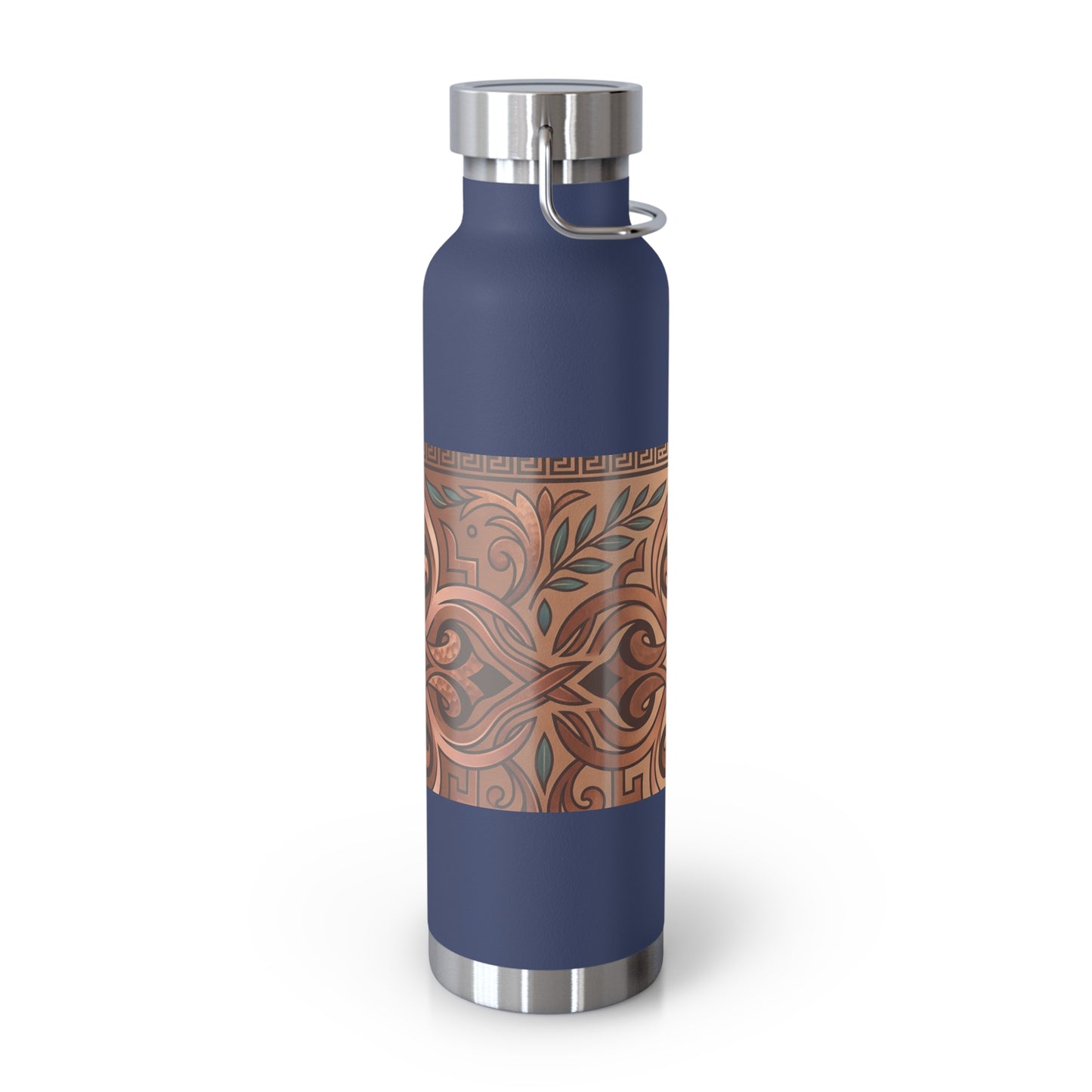 22oz Copper Pattern Vacuum Bottle – Insulated Water Flask with Ornate Tribal Design