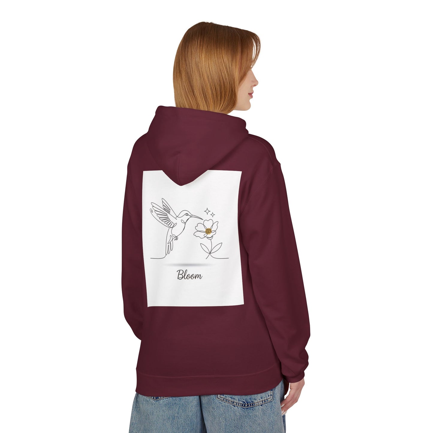 Bloom Hummingbird Hoodie — Floral Minimalist Pullover