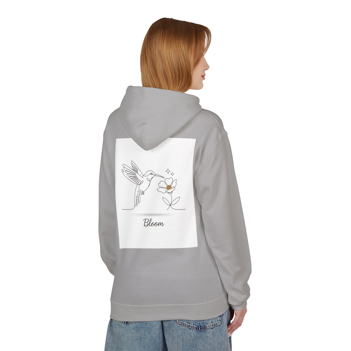 Bloom Hummingbird Hoodie — Floral Minimalist Pullover