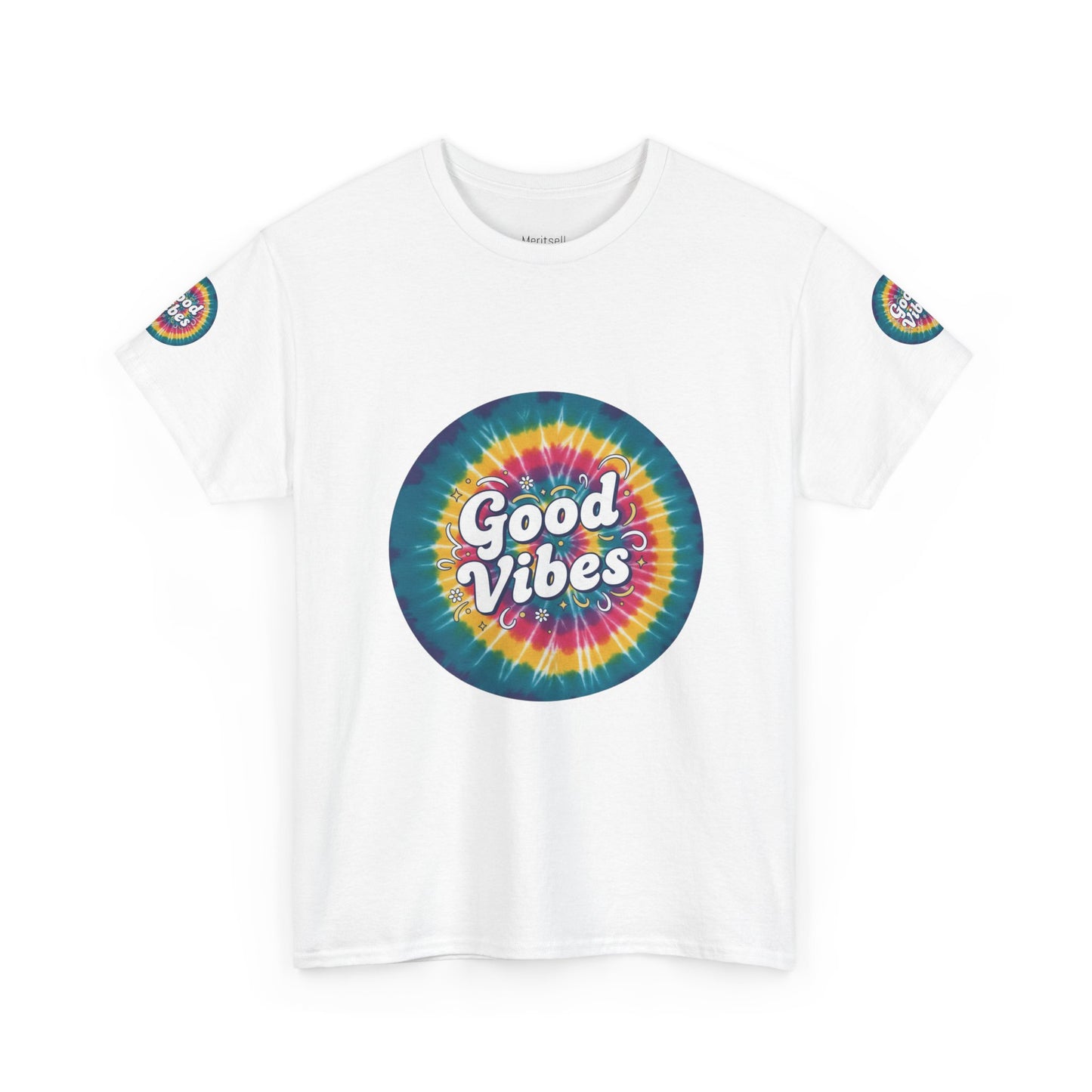 Good Vibes Tie-Dye Tee — Retro Rainbow Graphic T-Shirt