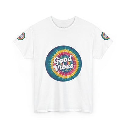 Good Vibes Tie-Dye Tee — Retro Rainbow Graphic T-Shirt