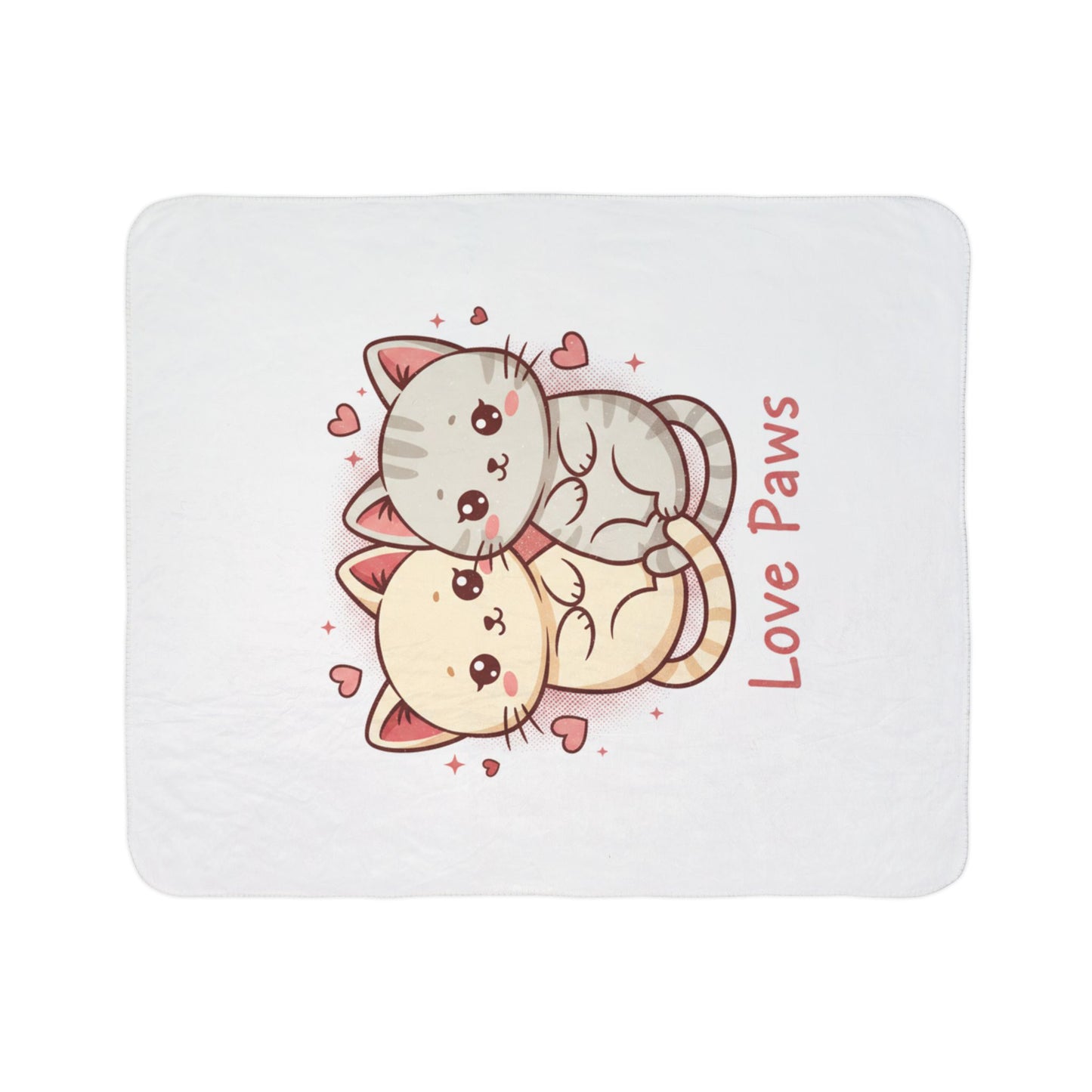Love Paws Sherpa Blanket — Cute Kawaii Cat Couples Fleece Throw