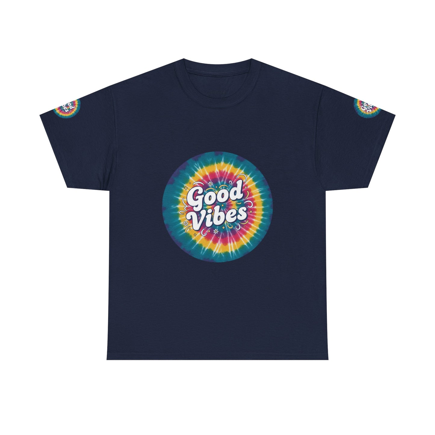 Good Vibes Tie-Dye Tee — Retro Rainbow Graphic T-Shirt