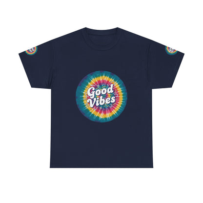 Good Vibes Tie-Dye Tee — Retro Rainbow Graphic T-Shirt