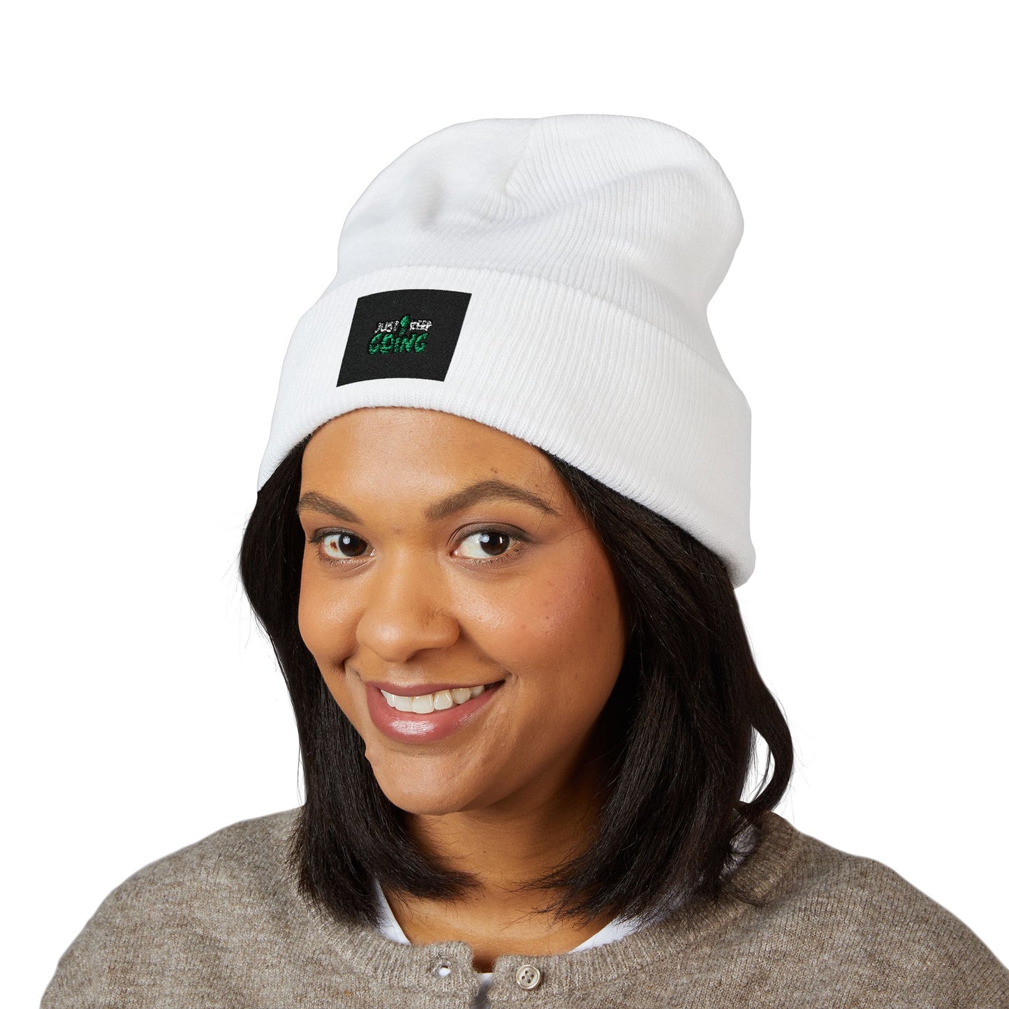 Embroidered "Good Vibes Only" Cuffed Beanie — Cozy Winter Knit Hat