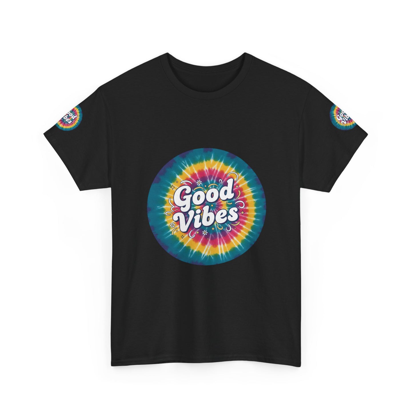Good Vibes Tie-Dye Tee — Retro Rainbow Graphic T-Shirt