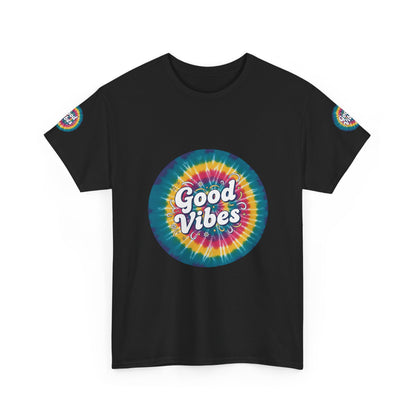 Good Vibes Tie-Dye Tee — Retro Rainbow Graphic T-Shirt