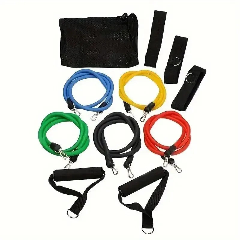 11pcs/Set Pull Rope, Resistance Bands, Portable Fitness Equipment, Ankle Strap, Chest Expander, Elastic Exercise Band - Merit Sell