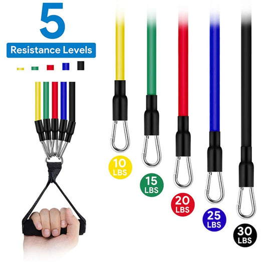 11pcs/Set Pull Rope, Resistance Bands, Portable Fitness Equipment, Ankle Strap, Chest Expander, Elastic Exercise Band - Merit Sell