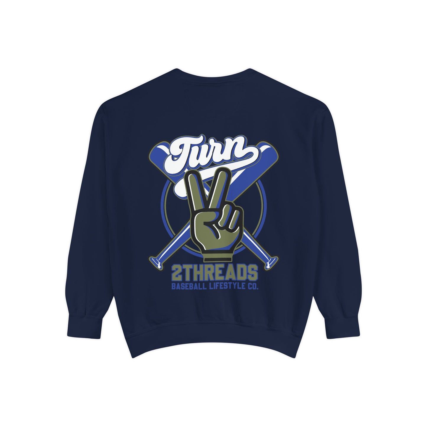 Turn 2Threads Baseball Sweatshirt — Vintage Peace Sign Crewneck