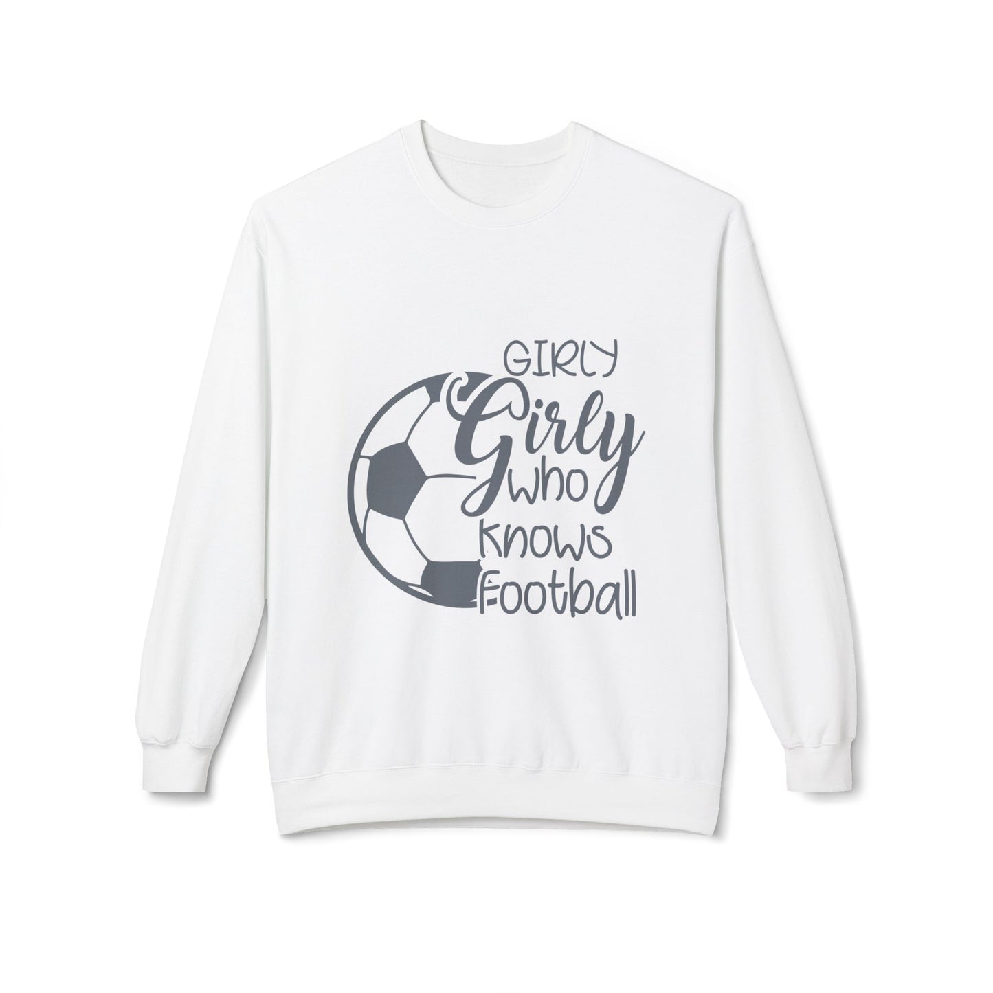Football Girly Crewneck Sweatshirt — "Girly Girl Who Knows Football" Soccer Pullover - Merit Sell