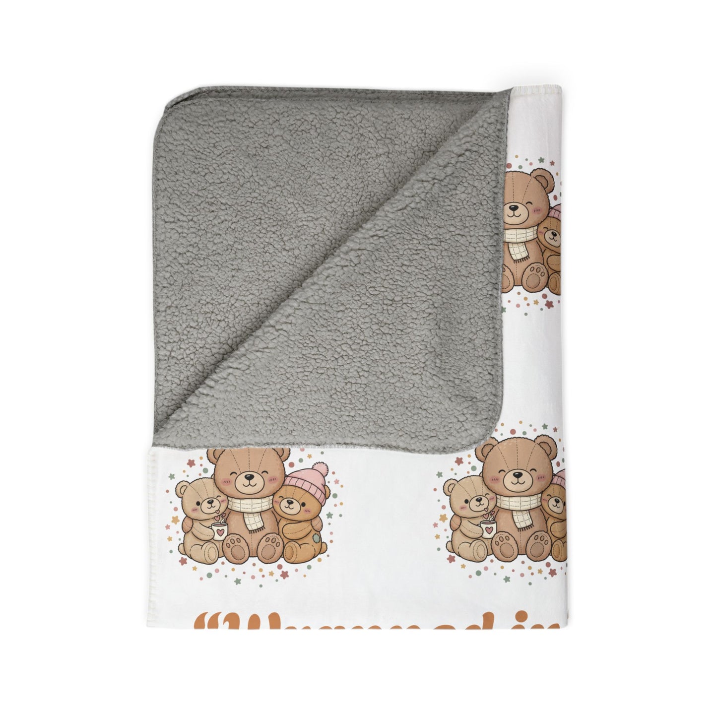 Teddy Bear Sherpa Blanket — "Wrapped in Teddy Love" Plush Fleece Throw for Kids & New Parents