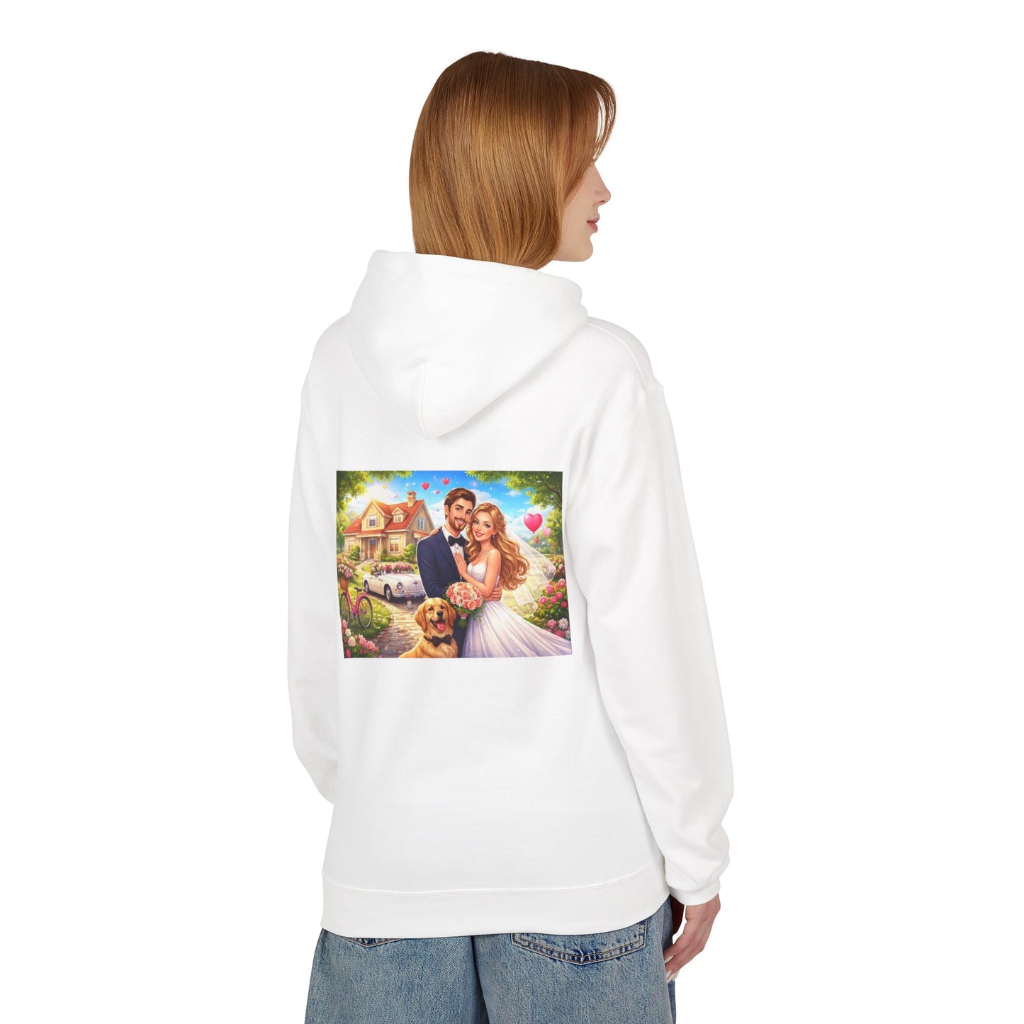 Wedding Couple Hoodie — Romantic Bride & Groom Portrait Pullover