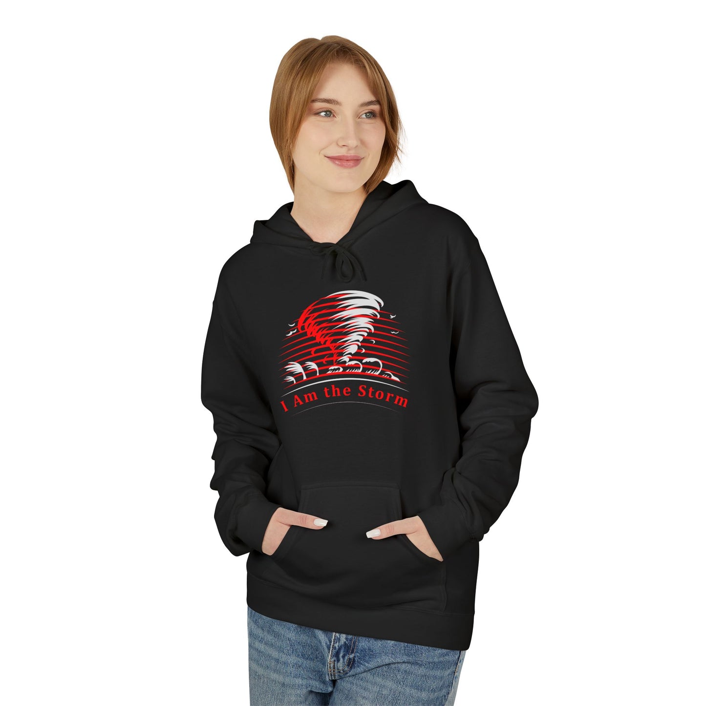 I Am the Storm Hoodie — Red Tornado Graphic Hoodie