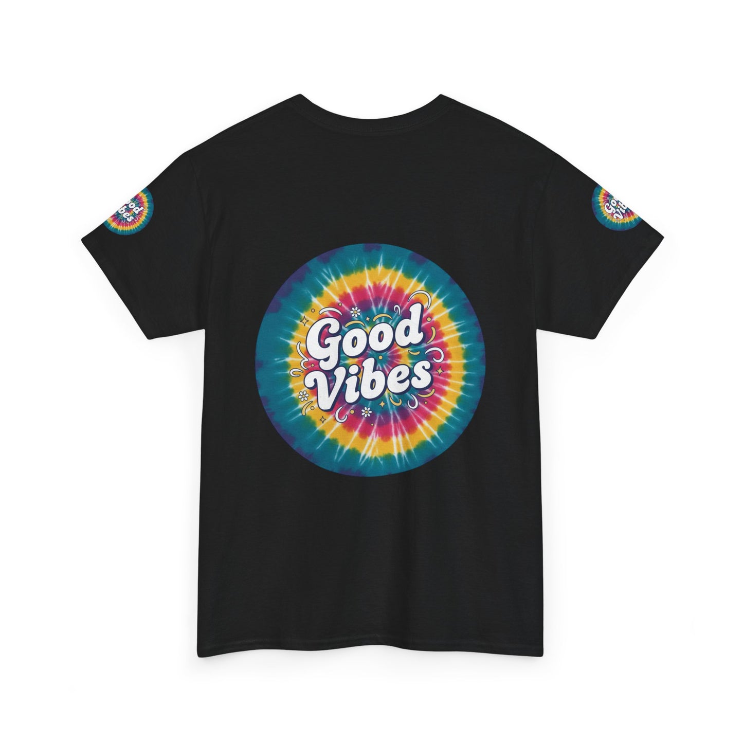 Good Vibes Tie-Dye Tee — Retro Rainbow Graphic T-Shirt