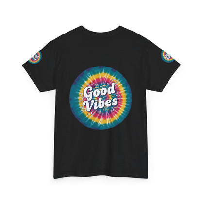 Good Vibes Tie-Dye Tee — Retro Rainbow Graphic T-Shirt