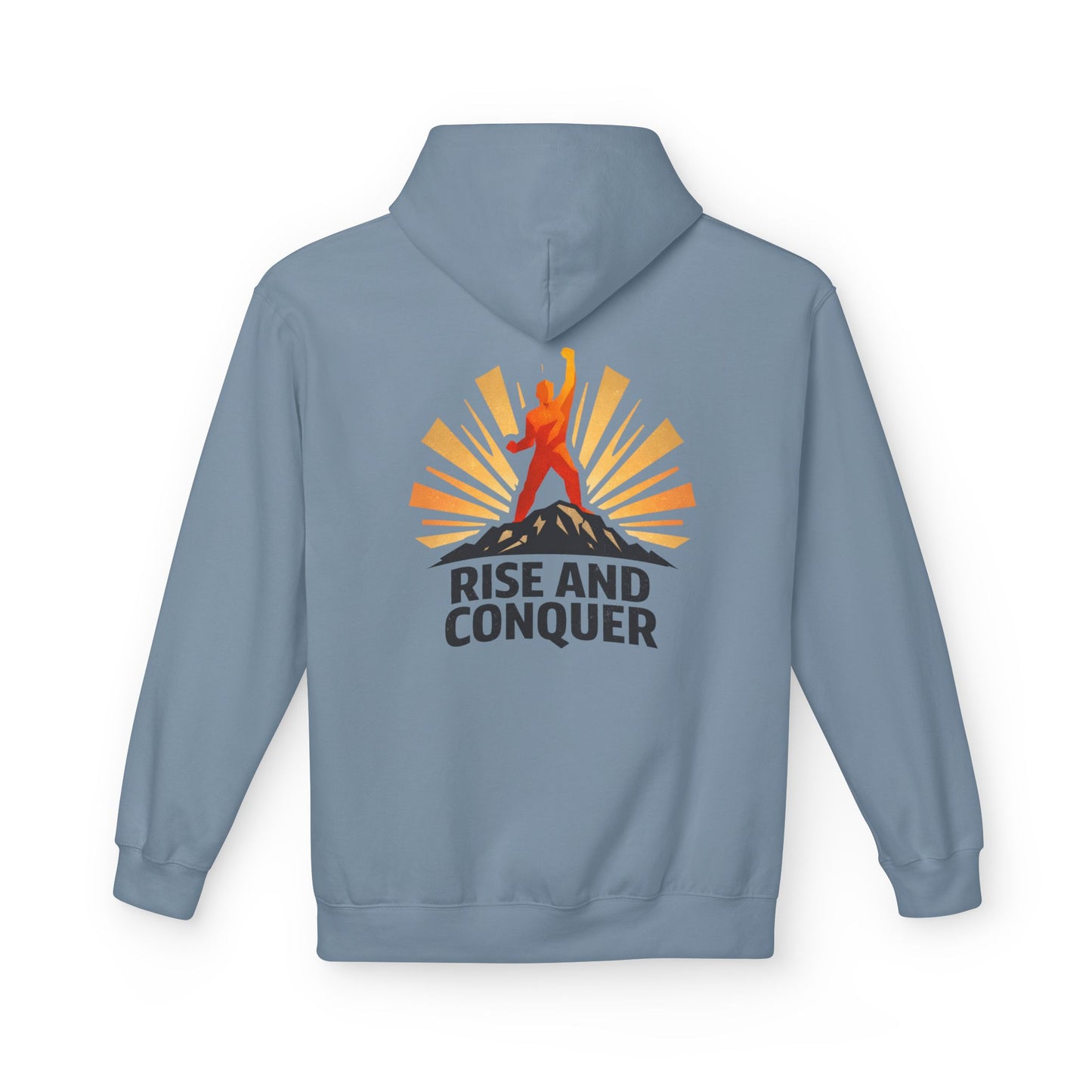 Rise and Conquer Hoodie - Motivational Sunrise Adventure Pullover