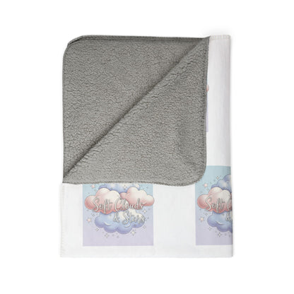 Pastel Cloud Pattern Sherpa Blanket — Cozy Fleece Throw for Nursery, Kids, and Relaxation