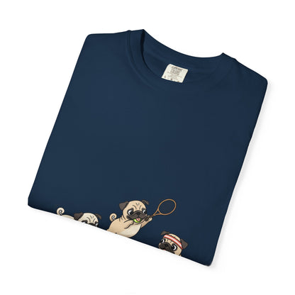 Pug Tennis T-Shirt — Cute Pugs Playing Tennis Graphic Tee