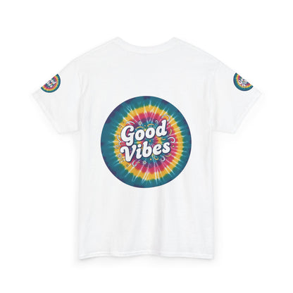 Good Vibes Tie-Dye Tee — Retro Rainbow Graphic T-Shirt
