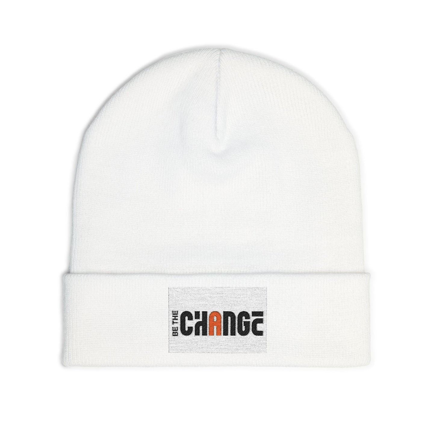 Embroidered 'Change' Knit Beanie — Minimalist Activist Winter Hat