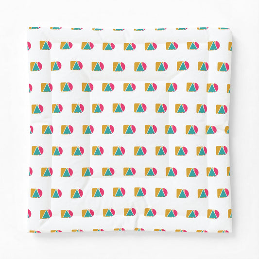 Geometric Rainbow Cotton Comforter — Colorful Modern Beach Ball Pattern Bedspread