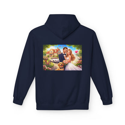 Wedding Couple Hoodie — Romantic Bride & Groom Portrait Pullover