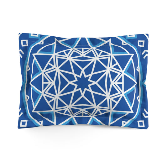 Geometric Star Blue Pillow Sham  Moroccan-Inspired Microfiber Throw Pillowcase