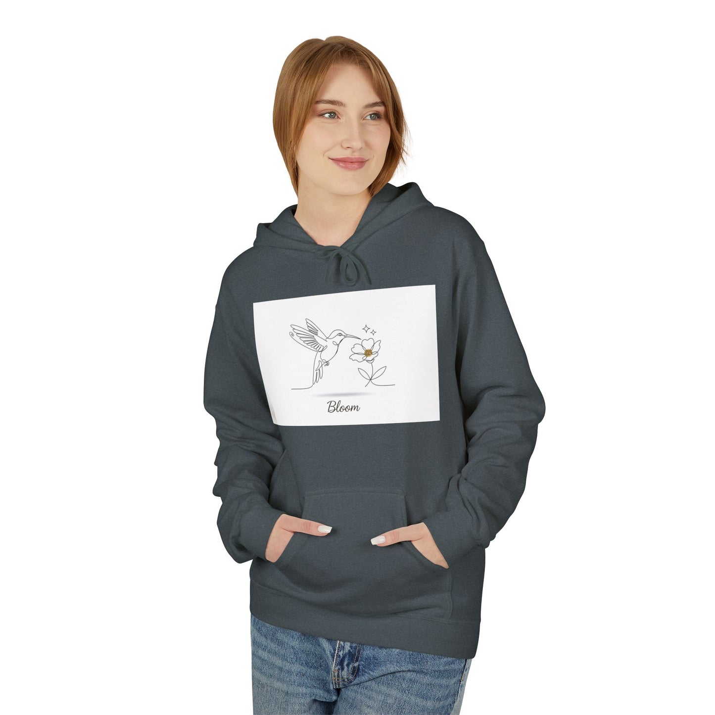Bloom Hummingbird Hoodie — Floral Minimalist Pullover