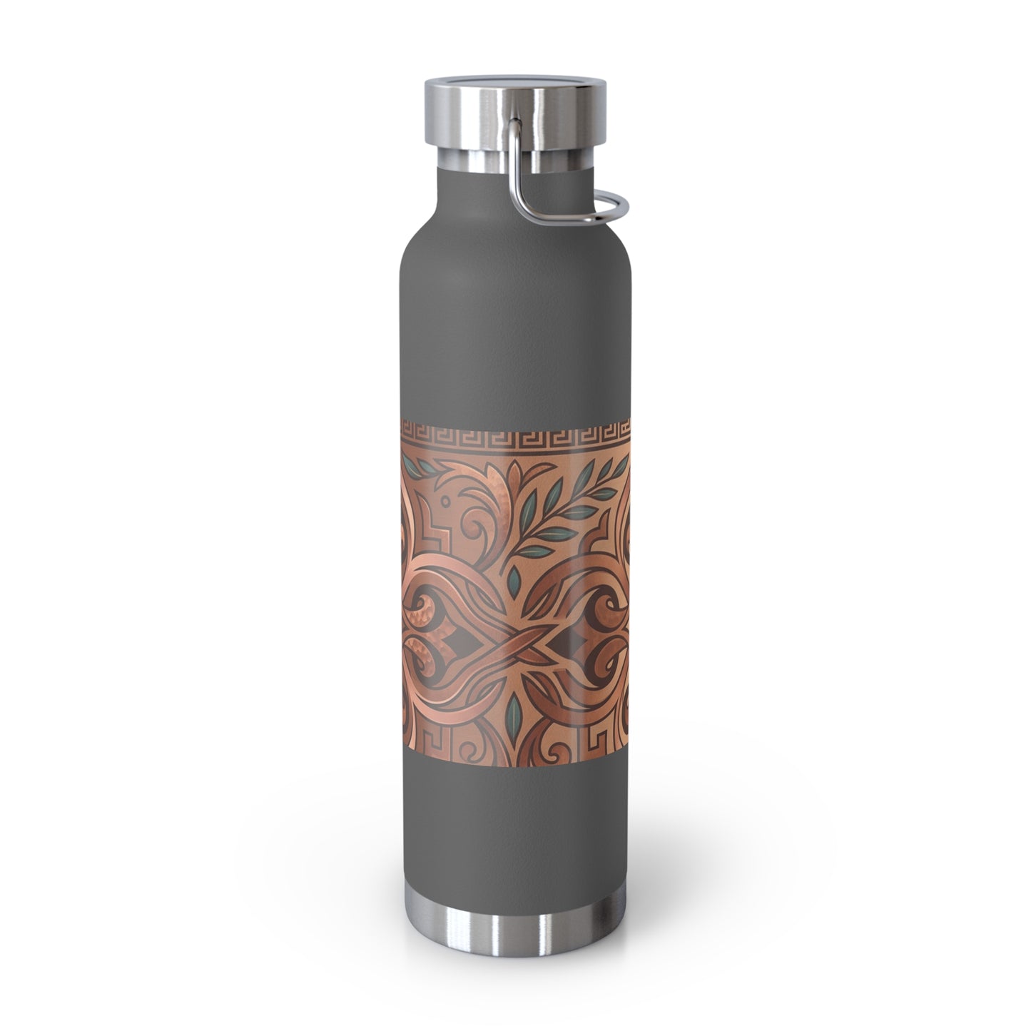 22oz Copper Pattern Vacuum Bottle – Insulated Water Flask with Ornate Tribal Design