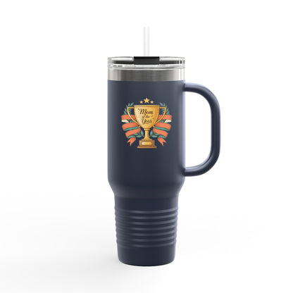 40oz Insulated Travel Mug — "Mom of the Year" Trophy Design